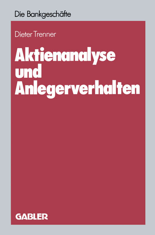 Book cover of Aktienanalyse und Anlegerverhalten (1988)