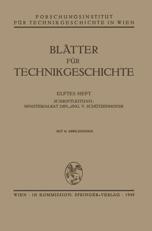 Book cover of Blätter für Technikgeschichte (1949) (Blätter für Technikgeschichte #11)