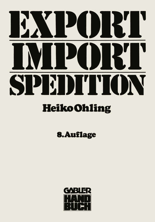 Book cover of Export — Import — Spedition (8. Aufl. 1979)