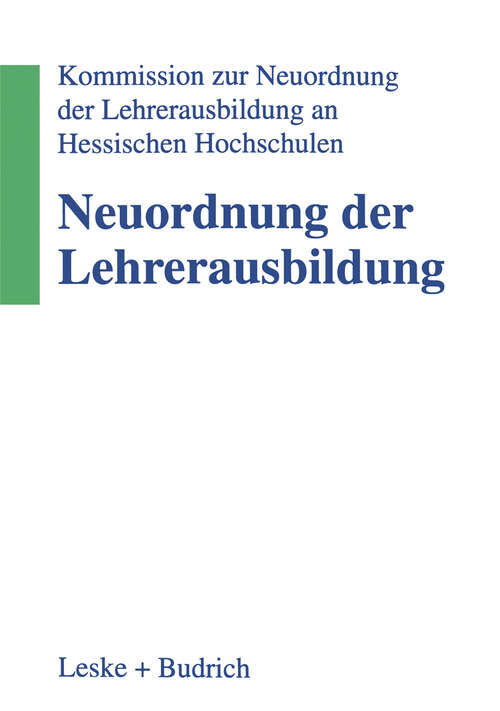 Book cover of Neuordnung der Lehrerausbildung (1997)