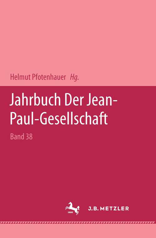 Book cover of Jahrbuch der Jean Paul Gesellschaft 2003 (1. Aufl. 2003)