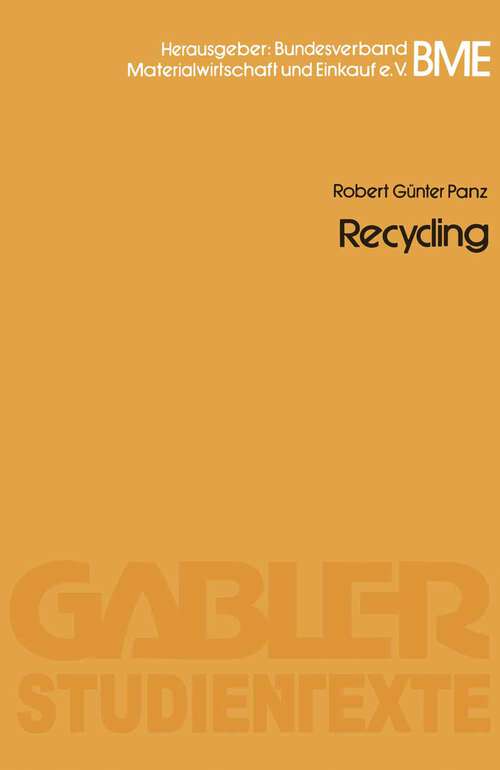 Book cover of Recycling (1979) (Gabler-Studientexte)