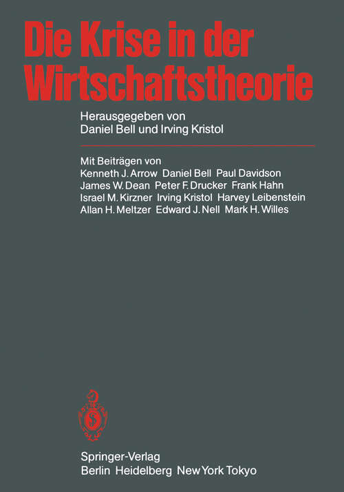 Book cover of Die Krise in der Wirtschaftstheorie (1984)