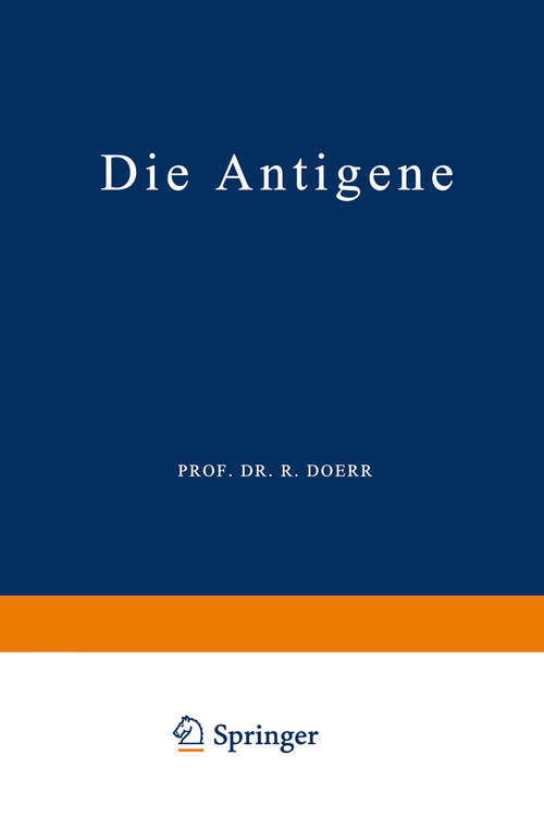Book cover of Die Antigene (1948)