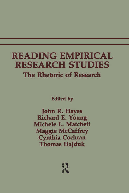 Book cover of Reading Empirical Research Studies: The Rhetoric of Research