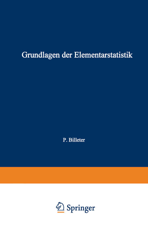 Book cover of Grundlagen der Elementarstatistik: Beschreibende Verfahren (1970)
