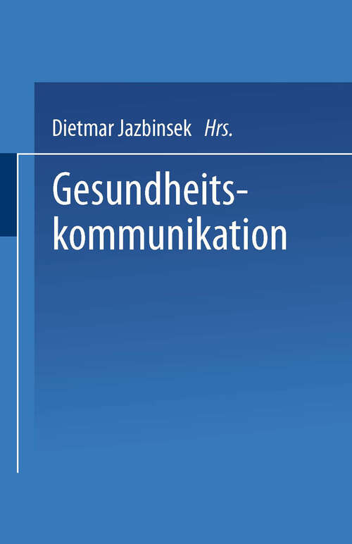 Book cover of Gesundheitskommunikation (2000)