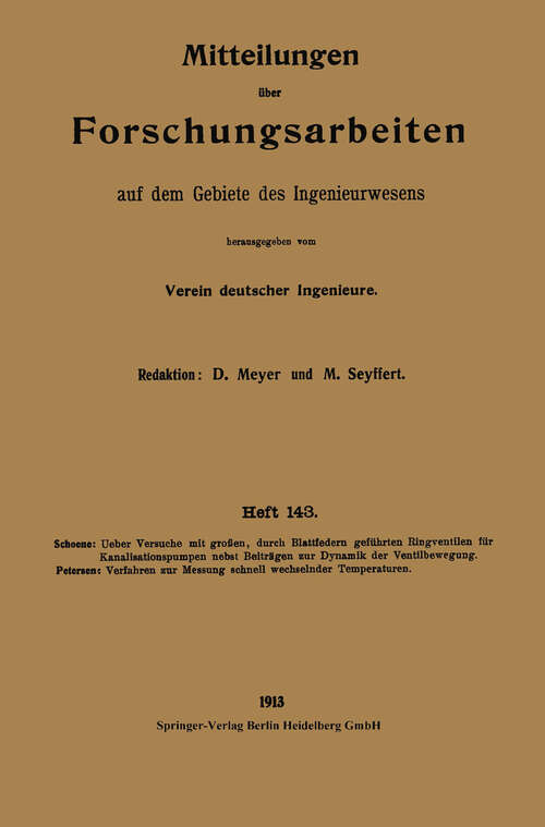 Book cover of Mitteilungen über Forschungsarbeiten auf dem Gebiete des Ingenieurwesens (1913)