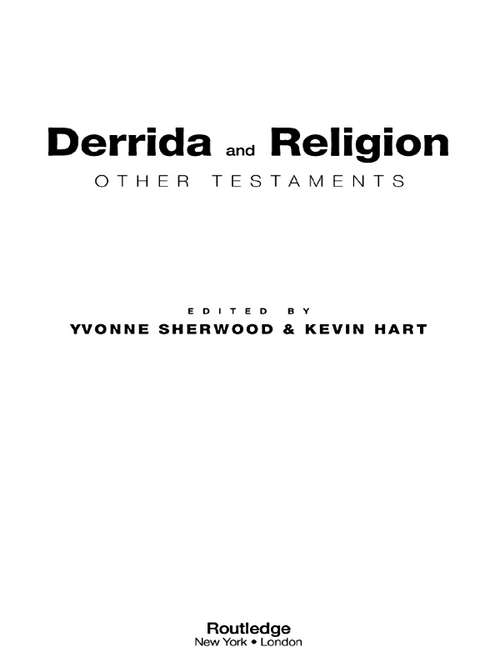Book cover of Derrida and Religion: Other Testaments
