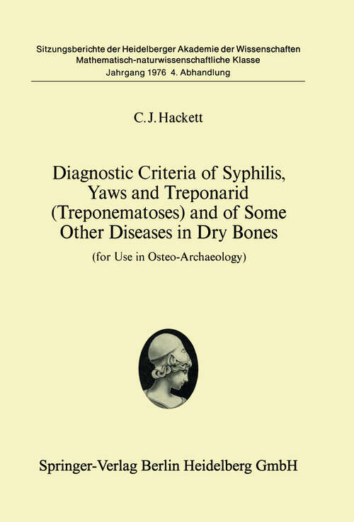 Book cover of Diagnostic Criteria of Syphilis, Yaws and Treponarid: For Use in Osteo-Archaeology (1976) (Sitzungsberichte der Heidelberger Akademie der Wissenschaften: 1976 / 4)