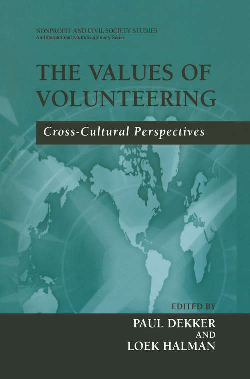 Book cover of The Values of Volunteering: Cross-Cultural Perspectives (2003) (Nonprofit and Civil Society Studies)