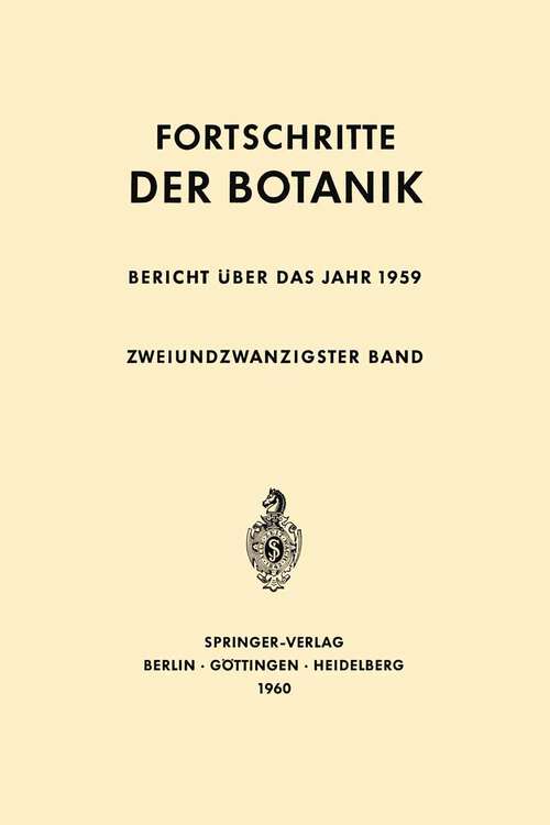 Book cover of Bericht über das Jahr 1959 (1960) (Progress in Botany #22)