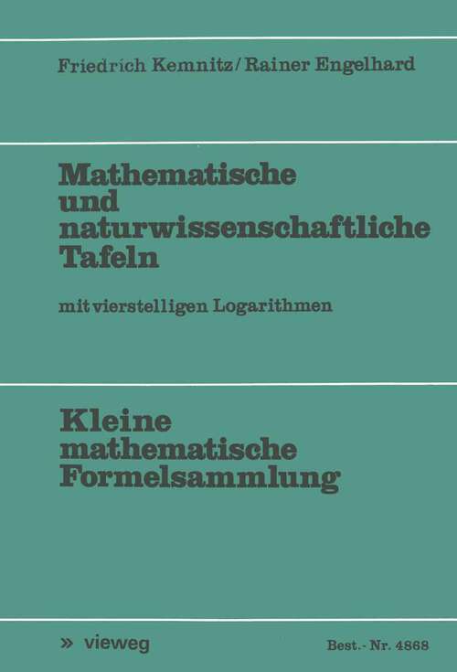 Book cover of Mathematische und naturwissenschaftliche Tafeln: Mit vierstelligen Logarithmen (1977)