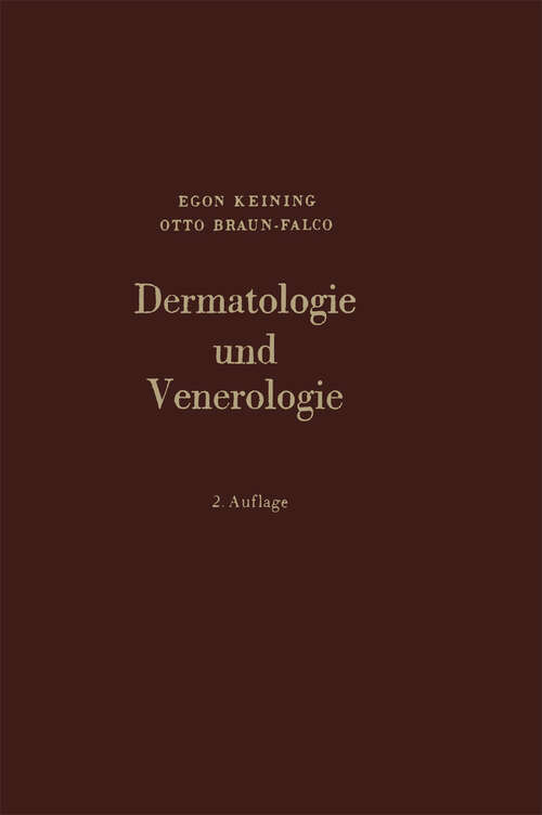 Book cover of Dermatologie und Venerologie: Ein Lehrbuch für Studierende und Ärzte (2. Aufl. 1969)