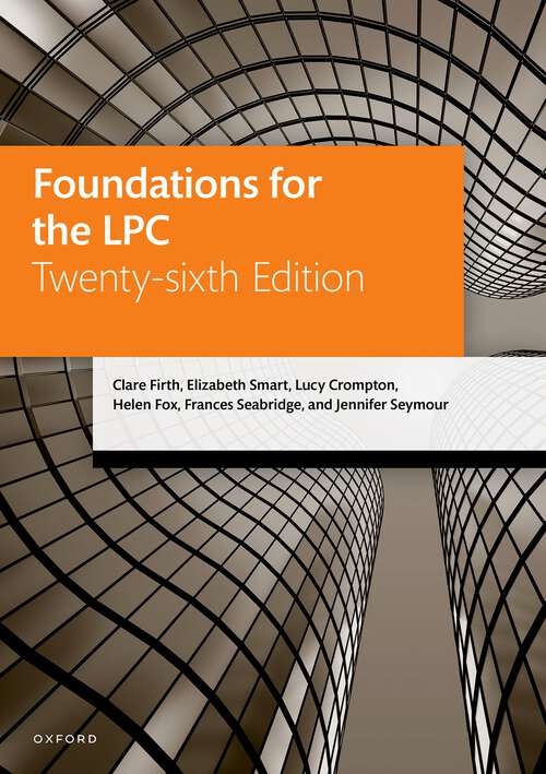 Book cover of Foundations for the LPC (Legal Practice Course Manuals)