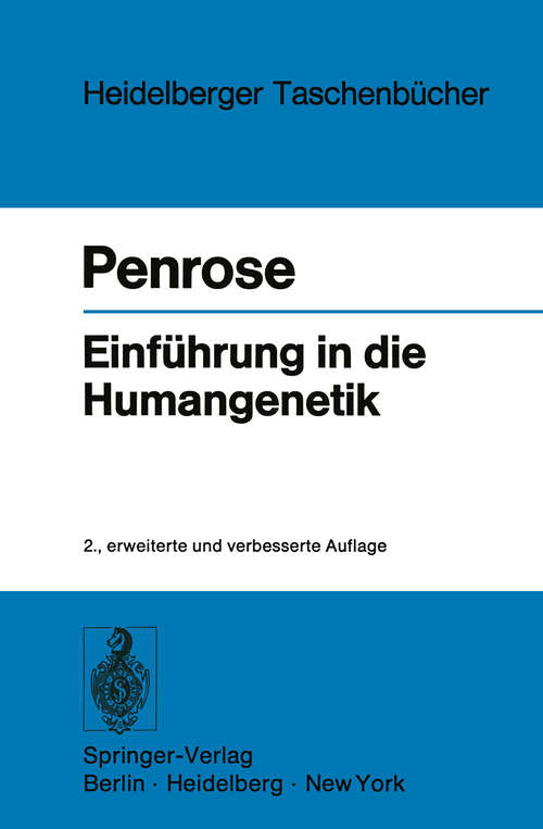 Book cover of Einführung in die Humangenetik (2. Aufl. 1973) (Heidelberger Taschenbücher #4)