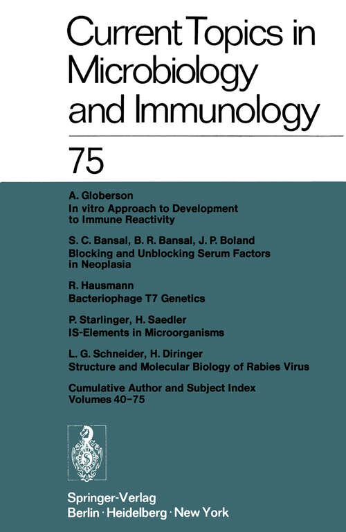 Book cover of Current Topics in Microbiology and Immunology / Ergebnisse der Microbiologie und Immunitätsforschung (1976) (Current Topics in Microbiology and Immunology #75)