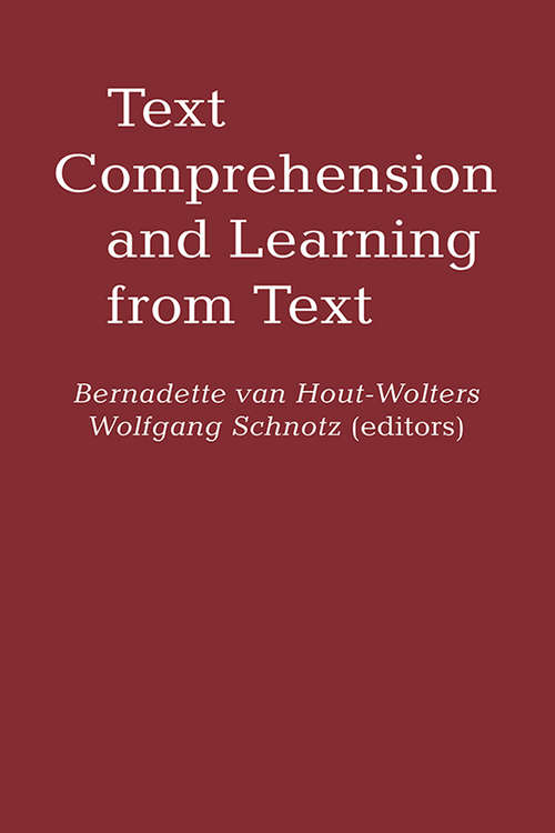 Book cover of Text Comprehension And Learning