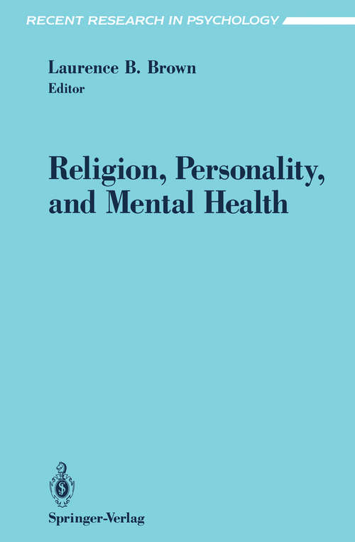 Book cover of Religion, Personality, and Mental Health (1994) (Recent Research in Psychology)