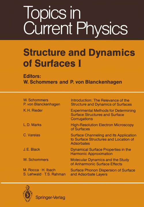 Book cover of Structure and Dynamics of Surfaces I (1986) (Topics in Current Physics #41)