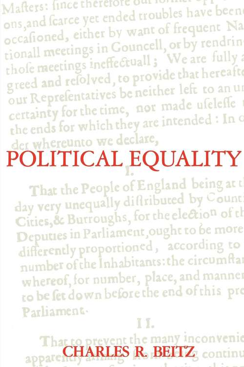 Book cover of Political Equality: An Essay in Democratic Theory