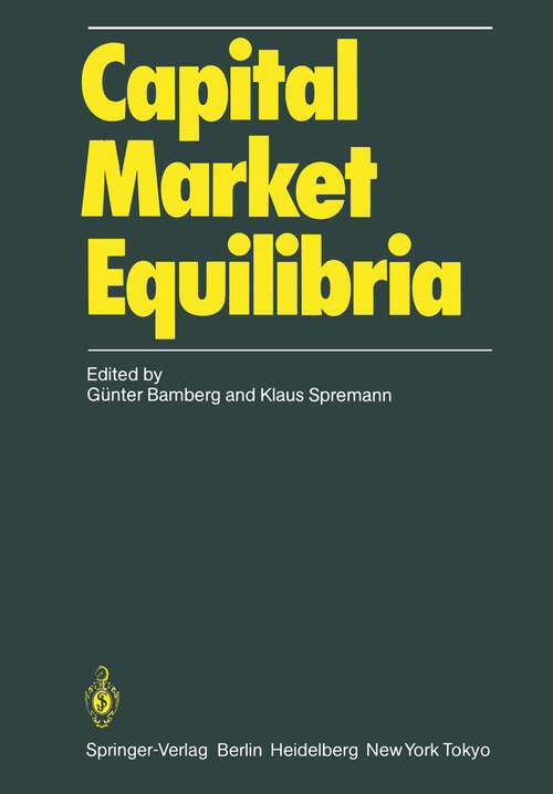 Book cover of Capital Market Equilibria (1986)