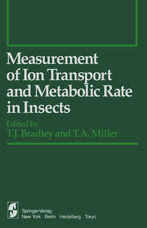 Book cover of Measurement of Ion Transport and Metabolic Rate in Insects (1984) (Springer Series in Experimental Entomology)