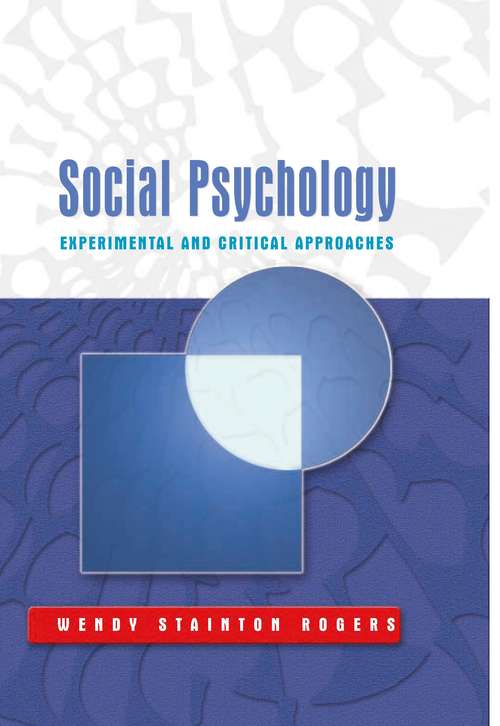 Book cover of Social Psychology: Experimental and Critical Approaches (PDF)