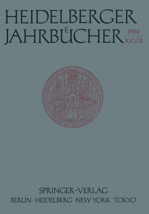 Book cover of Heidelberger Jahrbücher (1984) (Heidelberger Jahrbücher #28)