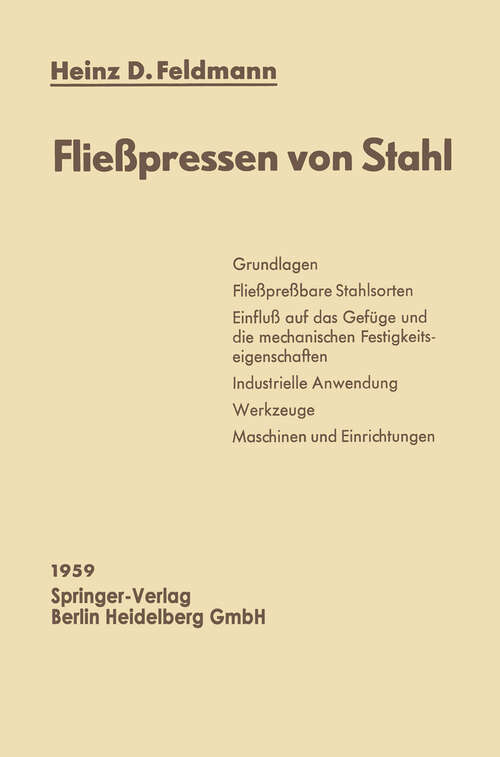 Book cover of Fließpressen von Stahl (1959)