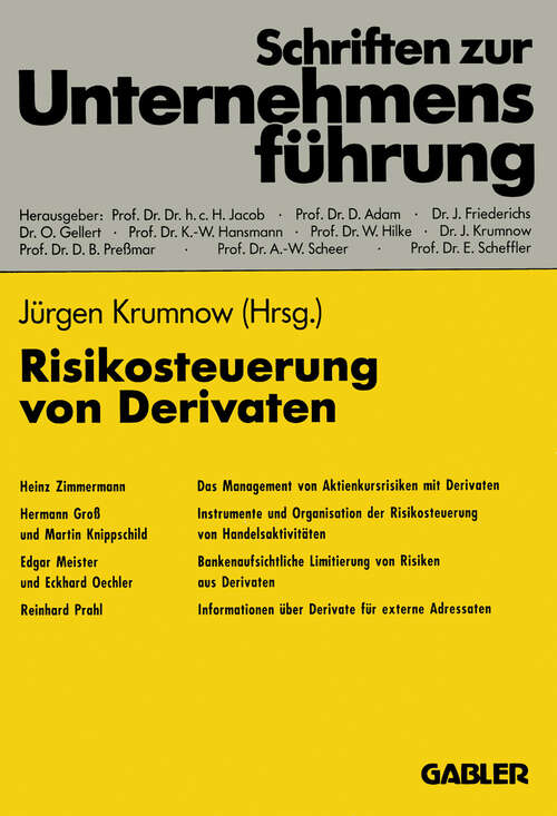 Book cover of Risikosteuerung von Derivaten (1996) (Schriften zur Unternehmensführung)