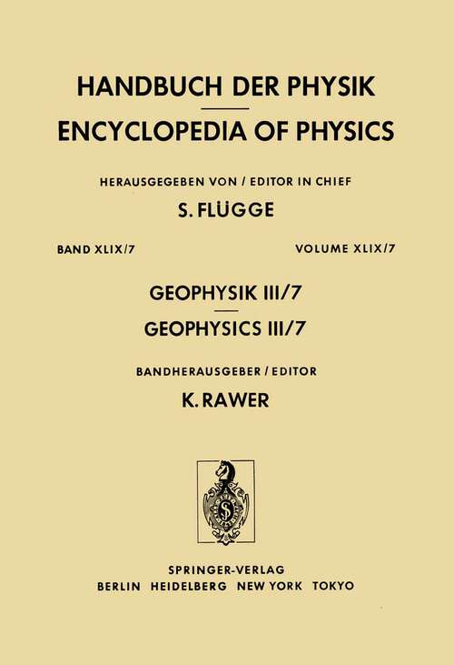Book cover of Geophysik III / Geophysics III (1984) (Handbuch der Physik   Encyclopedia of Physics: 10 / 49 / 7)