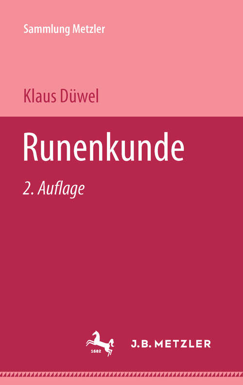 Book cover of Runekunde: Sammlung Metzler, 72 (2. Aufl. 1983) (Sammlung Metzler)