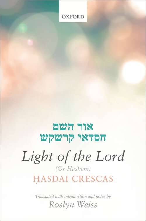 Book cover of Crescas (Or Hashem): Translated with introduction and notes