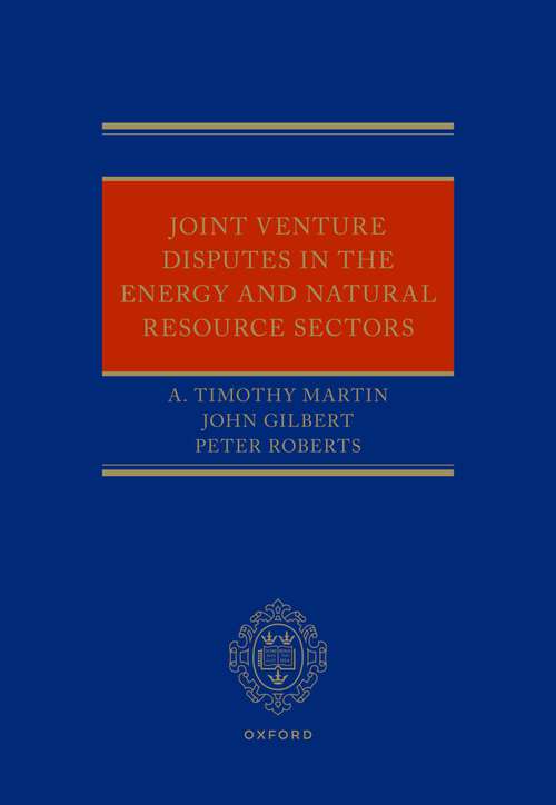 Book cover of Joint Venture Disputes in the Energy and Natural Resource Sectors