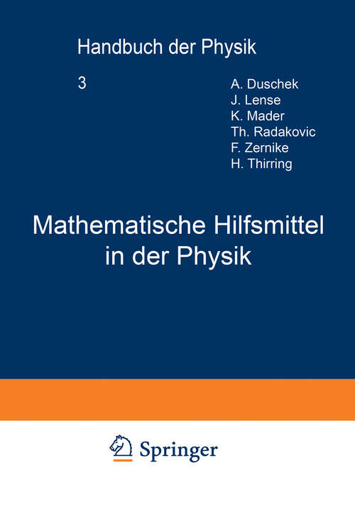 Book cover of Mathematische Hilfsmittel in der Physik (1928) (Handbuch der Physik #3)