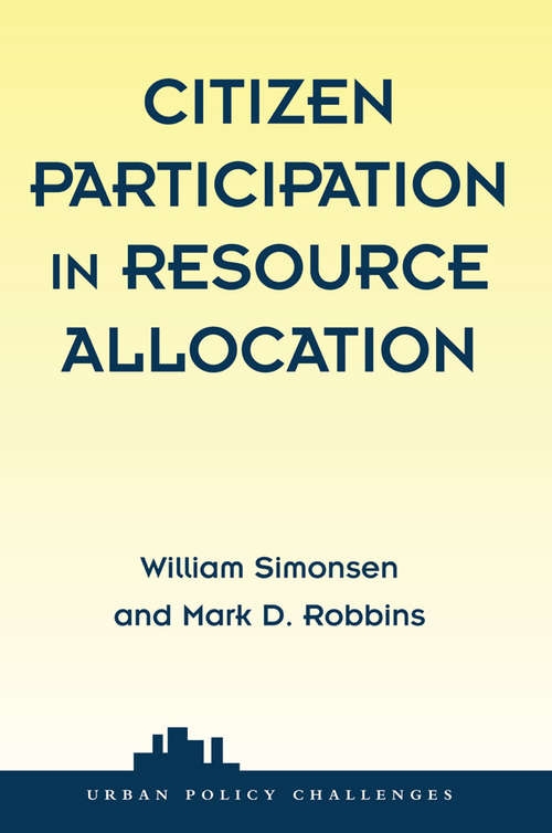 Book cover of Citizen Participation In Resource Allocation