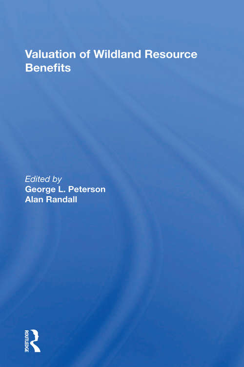 Book cover of Valuation Of Wildland Resource Benefits