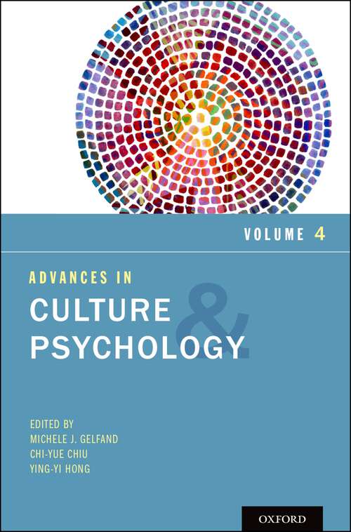 Book cover of Advances in Culture and Psychology, Volume 4: Volume 1 (Advances in Culture and Psychology)