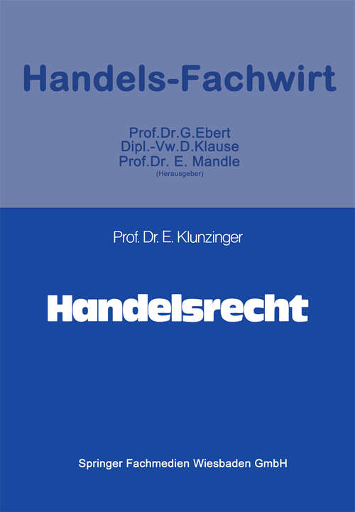 Book cover of Handelsrecht (2. Aufl. 1991)