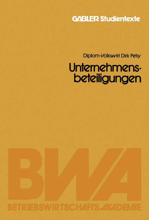 Book cover of Unternehmensbeteiligungen (1981) (Gabler-Studientexte)