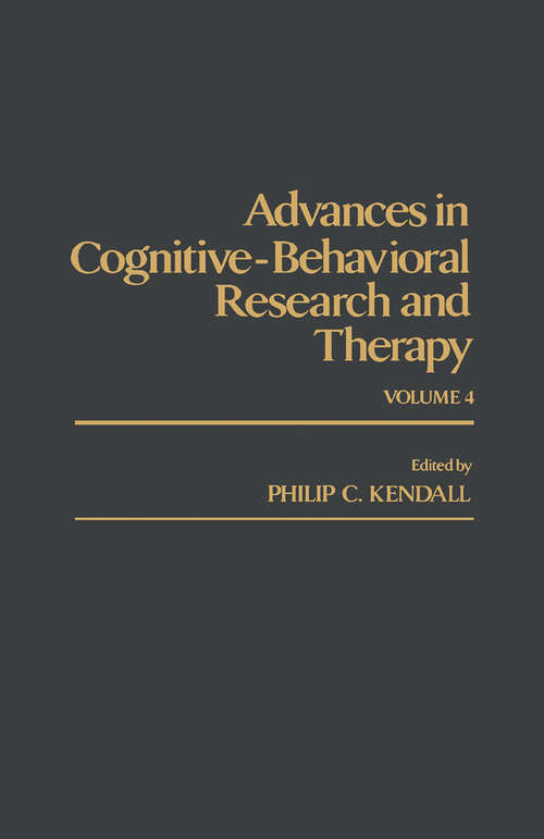 Book cover of Advances in Cognitive—Behavioral Research and Therapy: Volume 4