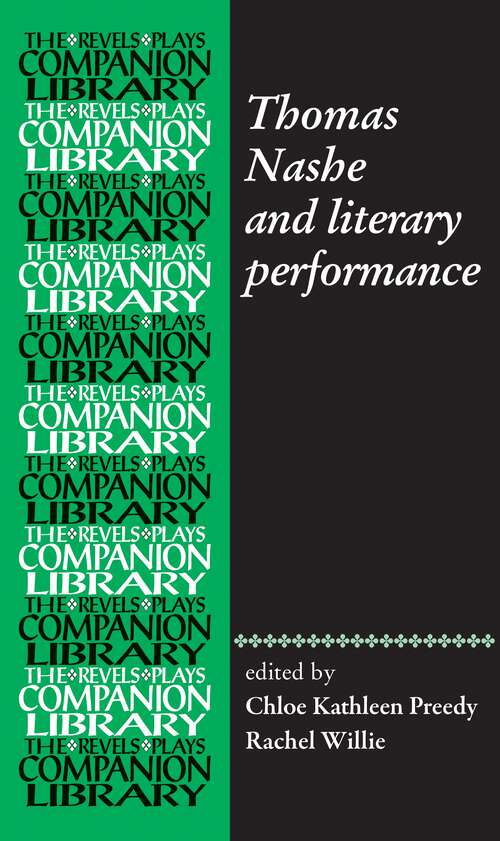 Book cover of Thomas Nashe and literary performance (Revels Plays Companion Library)