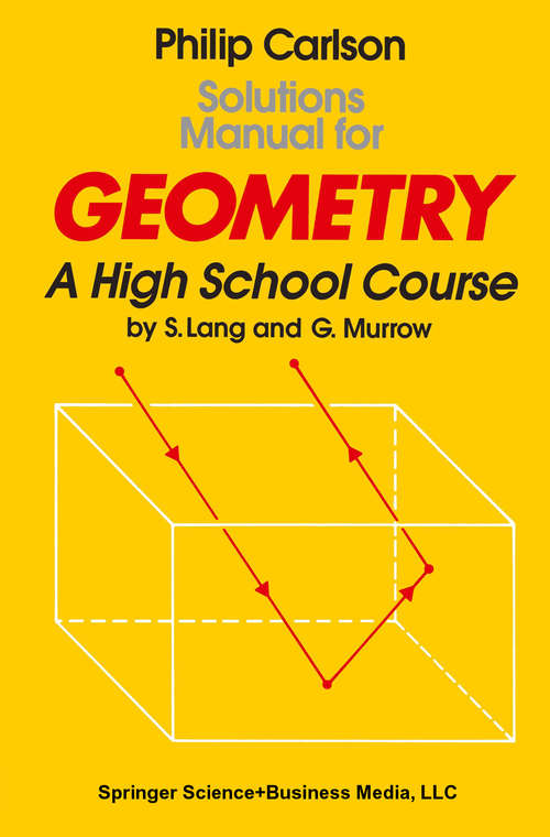 Book cover of Solutions Manual for Geometry: A High School Course (1994)