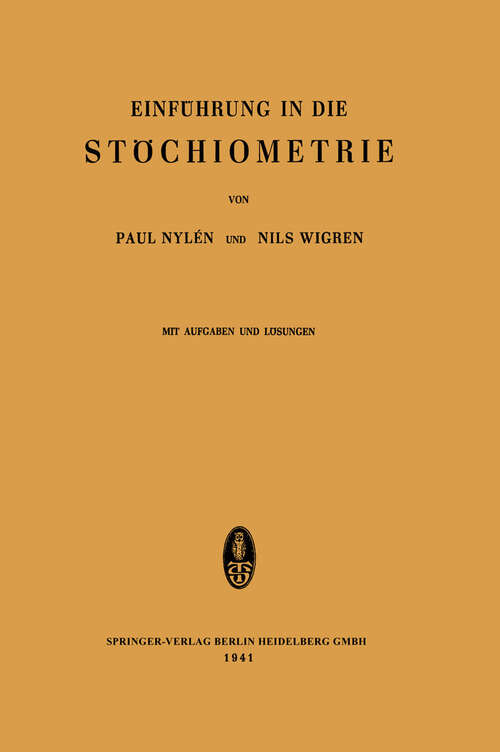 Book cover of Einführung in die Stöchiometrie (1941)