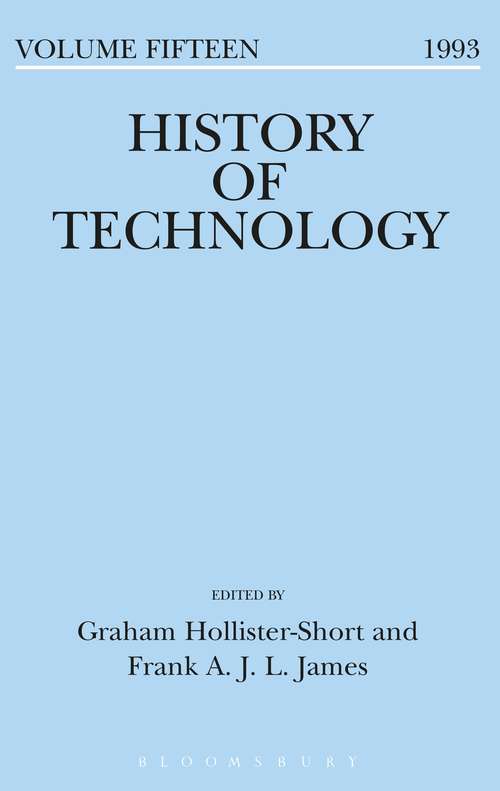 Book cover of History of Technology Volume 15 (History of Technology)