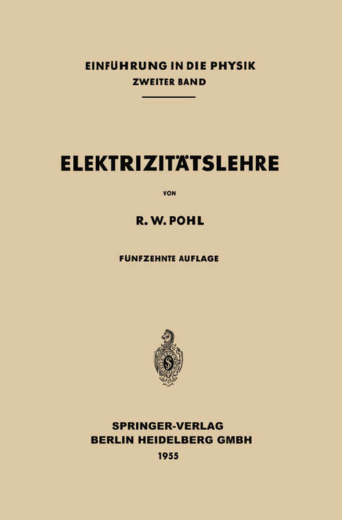 Book cover of Elektrizitätslehre (15. Aufl. 1955)