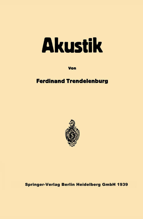 Book cover of Einführung in die Akustik (1939)