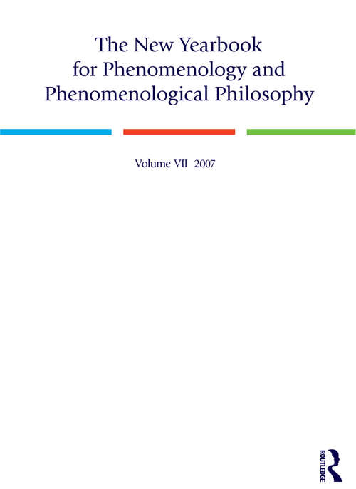 Book cover of The New Yearbook for Phenomenology and Phenomenological Philosophy: Volume 7