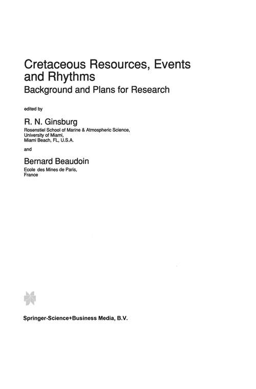 Book cover of Cretaceous Resources, Events and Rhythms: Background and Plans for Research (1st ed. 1990) (Nato Science Series C: #304)